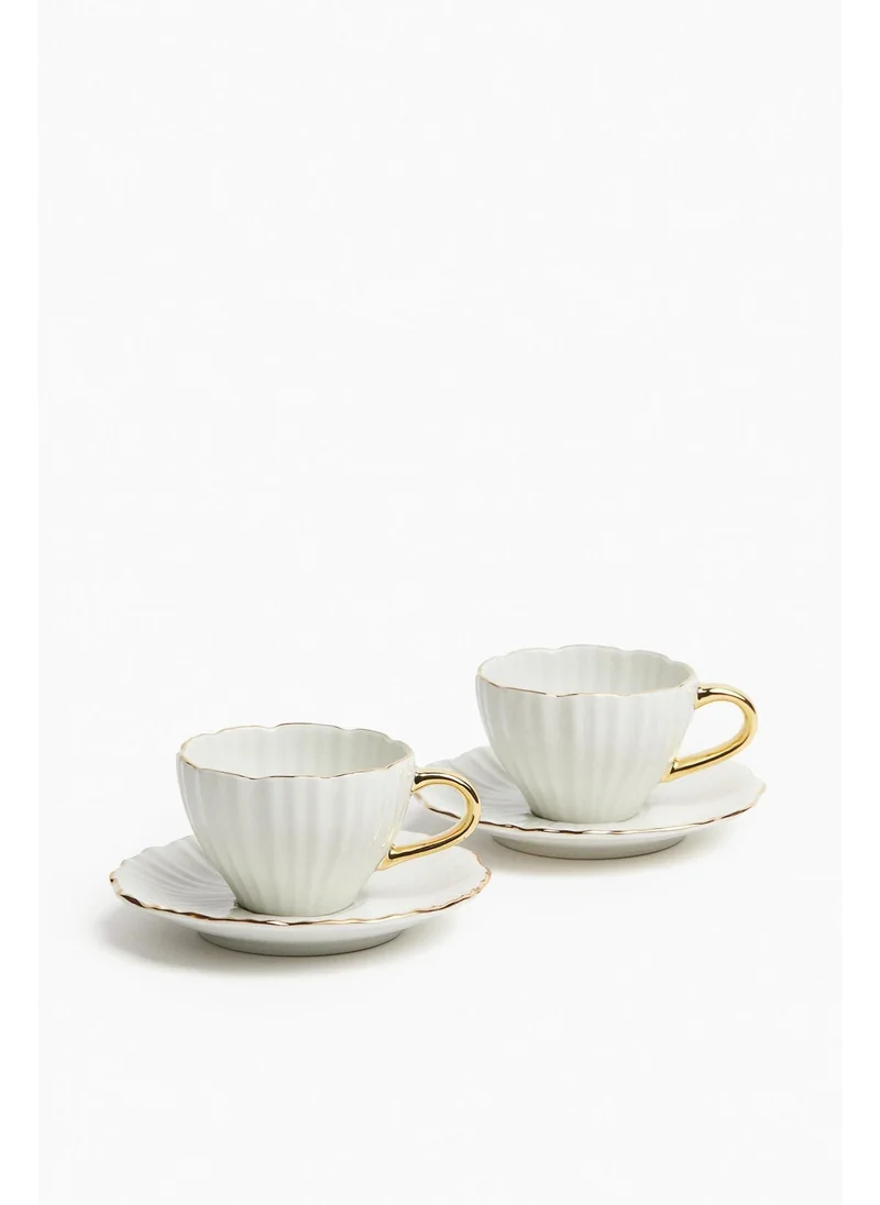 H&M 2-pack porcelain espresso cup and saucer
