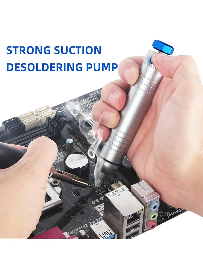 erorex Solder Sucker No Clog Desoldering Pump For Solder Removing With Replaceable Heat Resistan Silicone Sucking Nozzle Desoldering Tool Sodering Pump Strong Vacuum Aluminum Suction Remover - Image 2