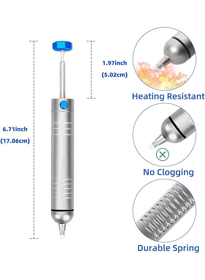 erorex Solder Sucker No Clog Desoldering Pump For Solder Removing With Replaceable Heat Resistan Silicone Sucking Nozzle Desoldering Tool Sodering Pump Strong Vacuum Aluminum Suction Remover - Image 3