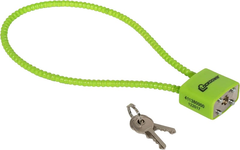 LOCKDOWN 15 Inch Cable Gun Lock with Non-Marring, California DOJ Approved Design and Keyed Padlock for Secured Storage of Rifles, Pistols or Shotguns, Green - Image 1
