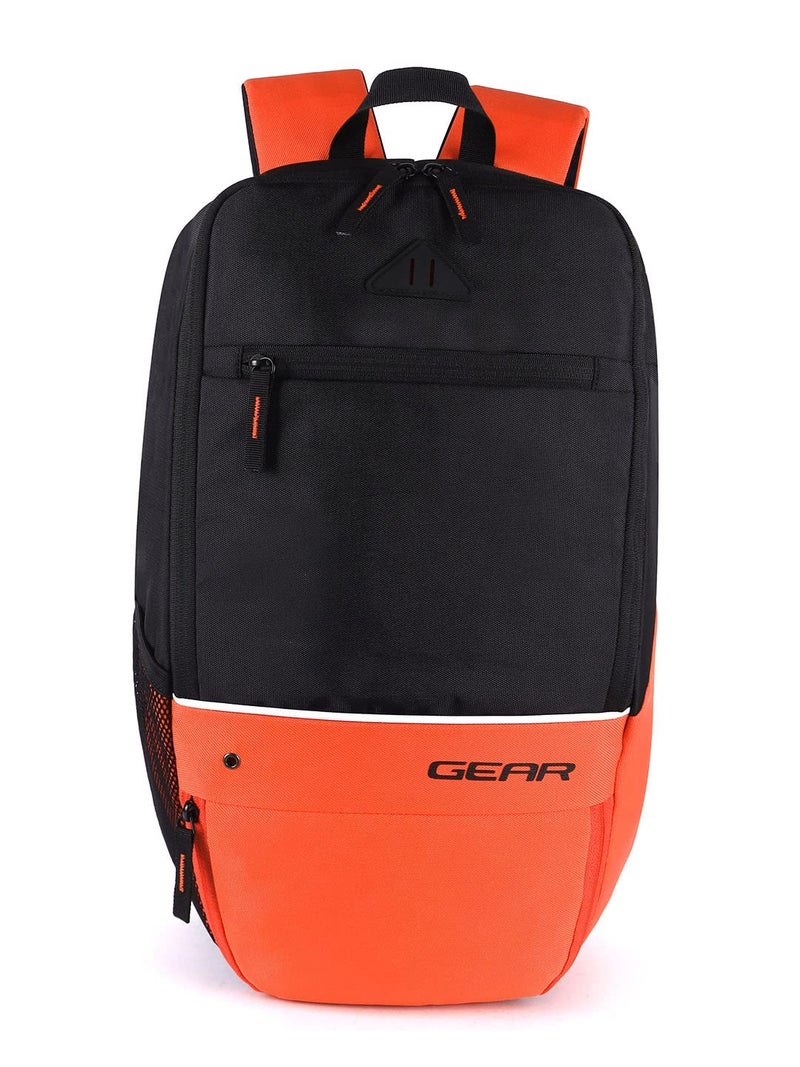 Gear حقيبة مدرسية مقاومة للماء بحجم XL 16L/حقيبة ظهر قياسية غير رسمية 4 حجرات/حقيبة كلية/حقيبة رياضية مع حجرة للأحذية للرجال/النساء (أسود-برتقالي) - Image 1