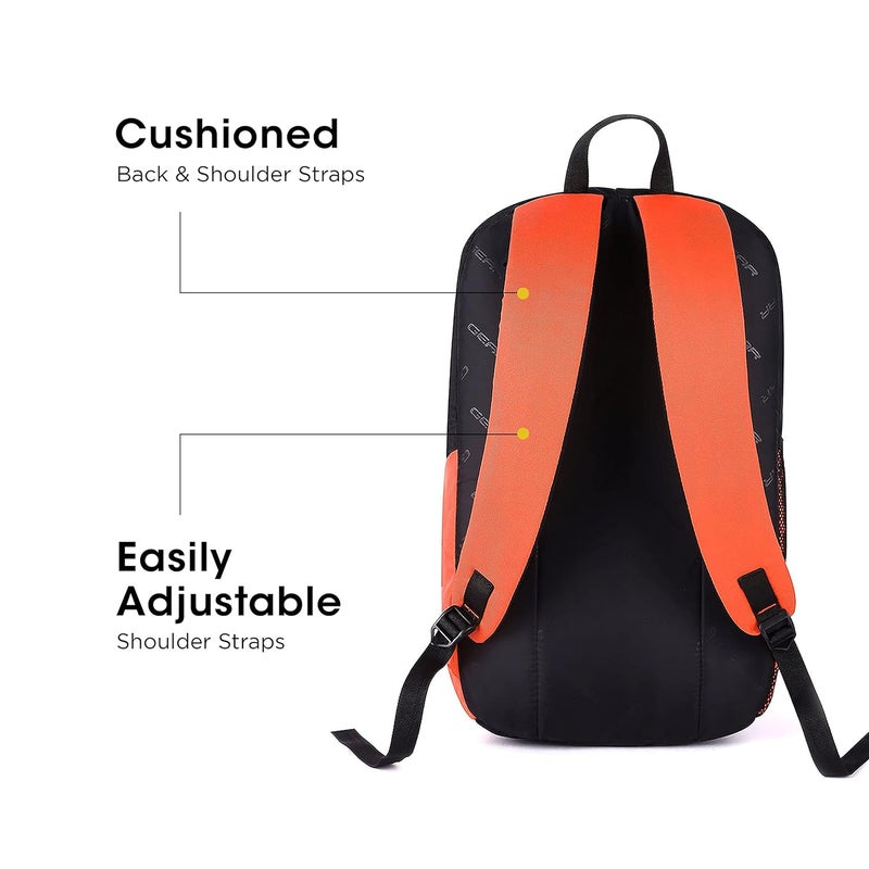 Gear حقيبة مدرسية مقاومة للماء بحجم XL 16L/حقيبة ظهر قياسية غير رسمية 4 حجرات/حقيبة كلية/حقيبة رياضية مع حجرة للأحذية للرجال/النساء (أسود-برتقالي) - Image 5