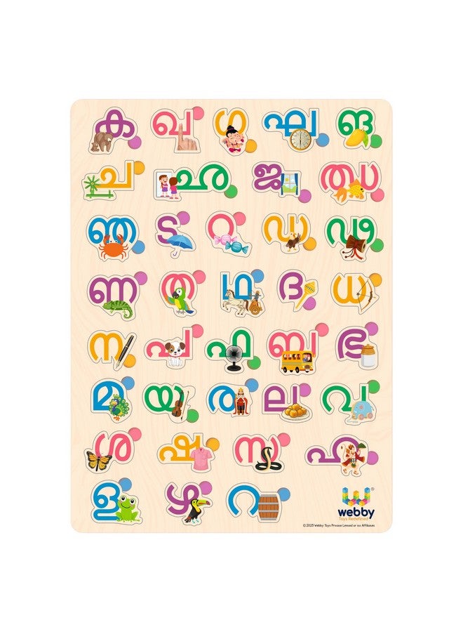 Webby Wooden Malayalam Alphabets Montessori Educational Pre-School Puzzle Toy for Kids - Image 1