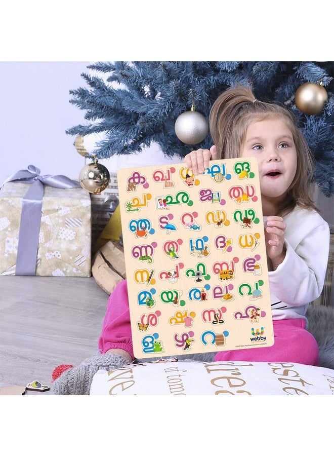 Webby Wooden Malayalam Alphabets Montessori Educational Pre-School Puzzle Toy for Kids - Image 3