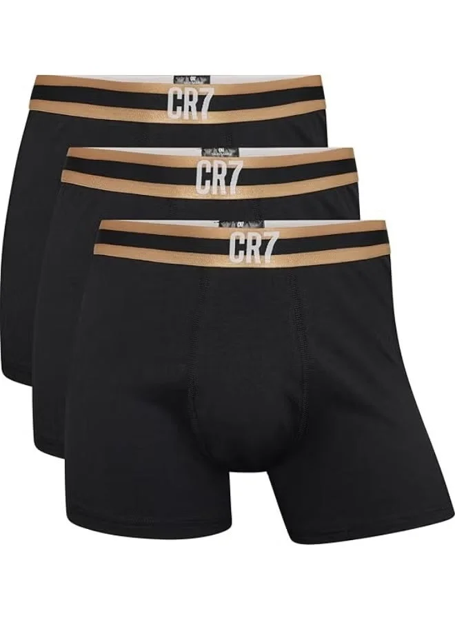 سي ار7 Men’s Basic Trunks 3-Pack – Premium Cotton Stretch Underwear (Black)
