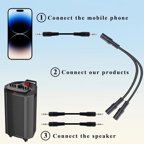 zdyCGTime 9 inch Stereo (1/8 inch) 3.5mm 1 Female to 2 Females Y Splitter Audio Cable & Gender Changer - Image 5
