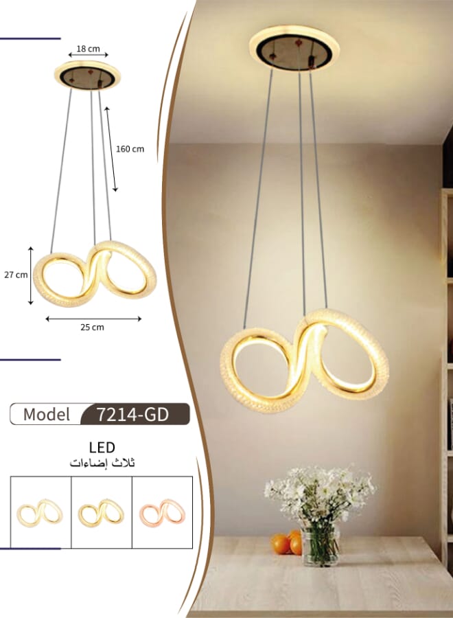 Best Power Elegant Modern Dimmable LED Pendant 7214-1 Light with Unique Artistic Design – 3 Dimmable Brightness Levels for Customizable Ambiance, Energy-Efficient Ceiling Fixture - Image 3
