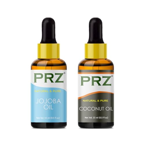 PRZ Combo of Cold Pressed Jojoba & Coconut Carrier Oil, 100% Pure Natural & Therapeutic Grade Oil for Aromatherapy, Body Massage, Skin Care & Hair Growth (15ML Each) - Image 1