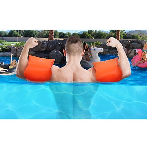 GoFloats Safety Orange Adult Water Wing Floaties - Own The Pool (Novelty USE ONLY) - Image 3