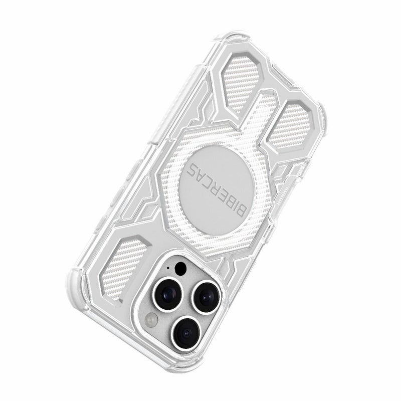 BIBERCAS For Iphone 16 Pro Transparent Color Series Magsafe Air Bag Shockproof Phone Case(Black) - Image 5