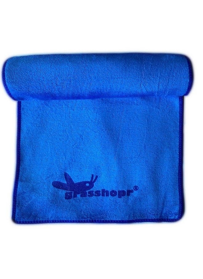 grasshopr Micro Fiber Gym Sports Face Towel 10 Inches X 48 Inches (Velvet Feel) (Blue)  - Image 1