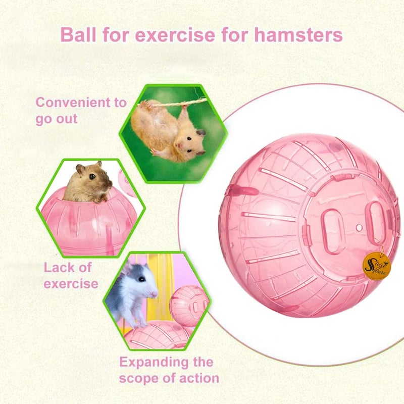 Sage Square كرة الهامستر، كرة تمرين مع غطاء قابل للتثبيت، بلاستيك متين، توفر المرح والترفيه، للهامستر القزم، الفأر، الشينشيلا، الجربوع، خنزير غينيا (12 سم) (وردي) - Image 5