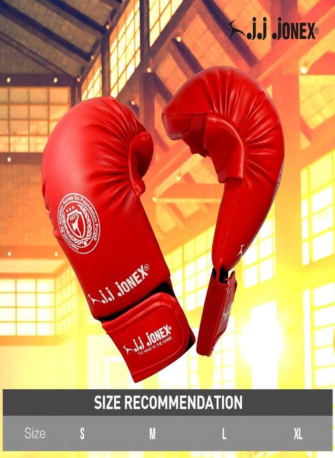 Jonex JJ Moulded Karate Glove, Punching Bag Gloves for Training, Foam Padding, Elastic Hook & Loop Wrap Around Strap, Gloves for Better Protection | PU Shell | Foam Padding | Red | - Image 4