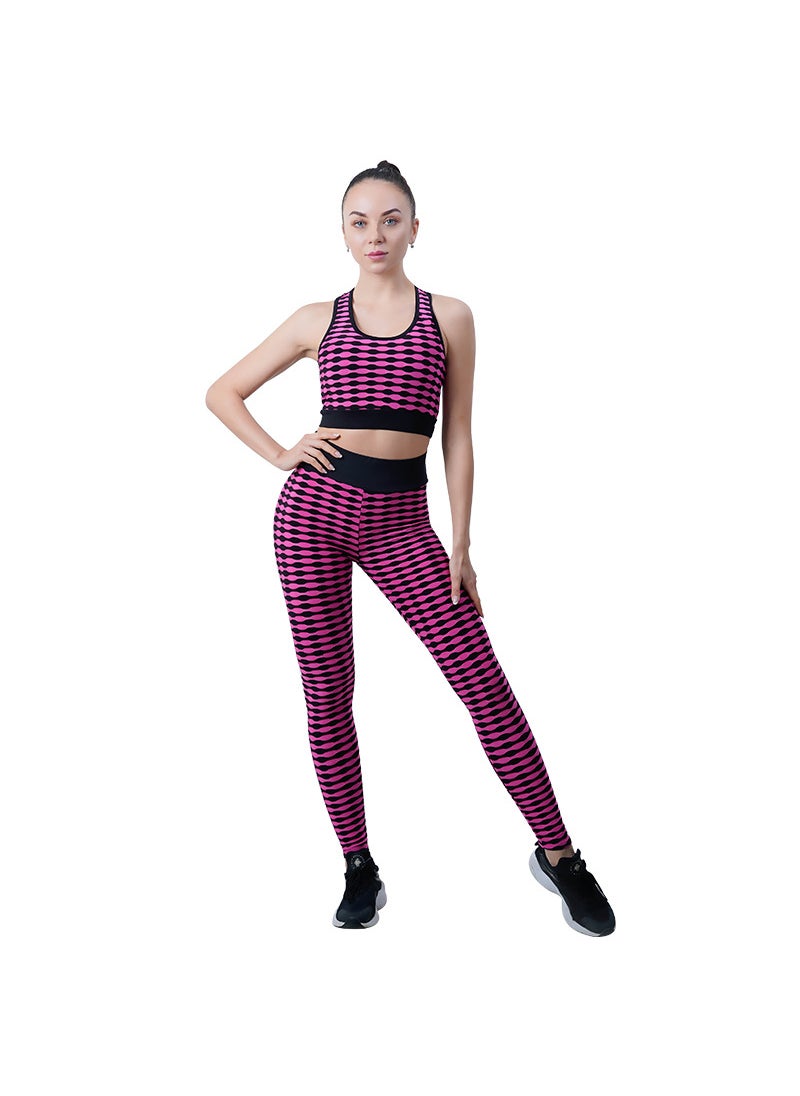 Generic - Tie-Dye Yoga Set Fitness Aerobics High Waist Sports Bra Slimming Leggings Breathable Summer Running Gym Beauty Body Sculpting rose red - Image 1