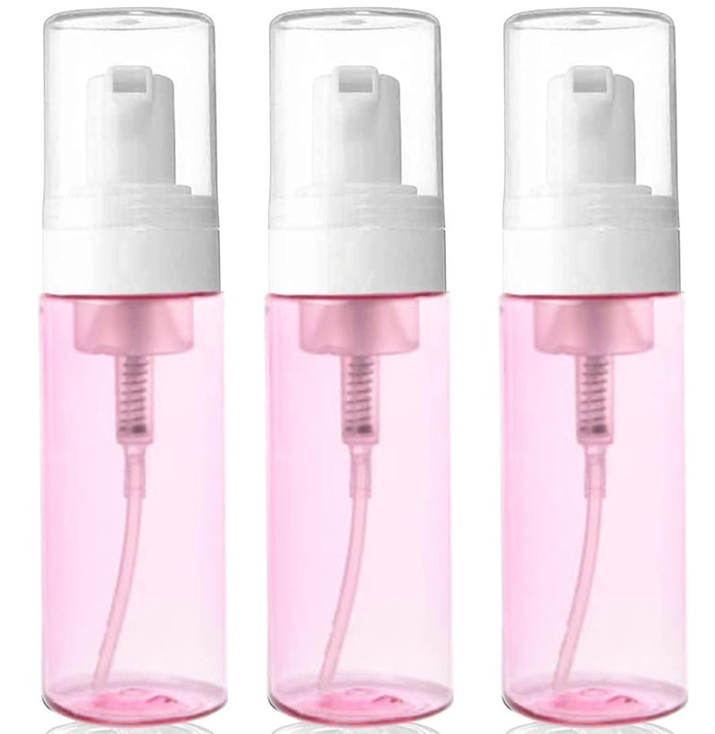 3Pack TravelSized Foaming Pump Bottles  Empty Foaming Liquid Soap Dispensers  for Refillable Travel Hand Soap Shampoo Foaming Castile Cosmetics  BPA Free 100ml33oz Pink