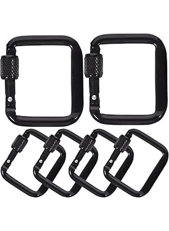 6Pcs Outdoor Square Carabiner Buckles Heavy Duty Flat Threaded Clips for Camping Climbing Hiking Accessories Random Color - Image 1