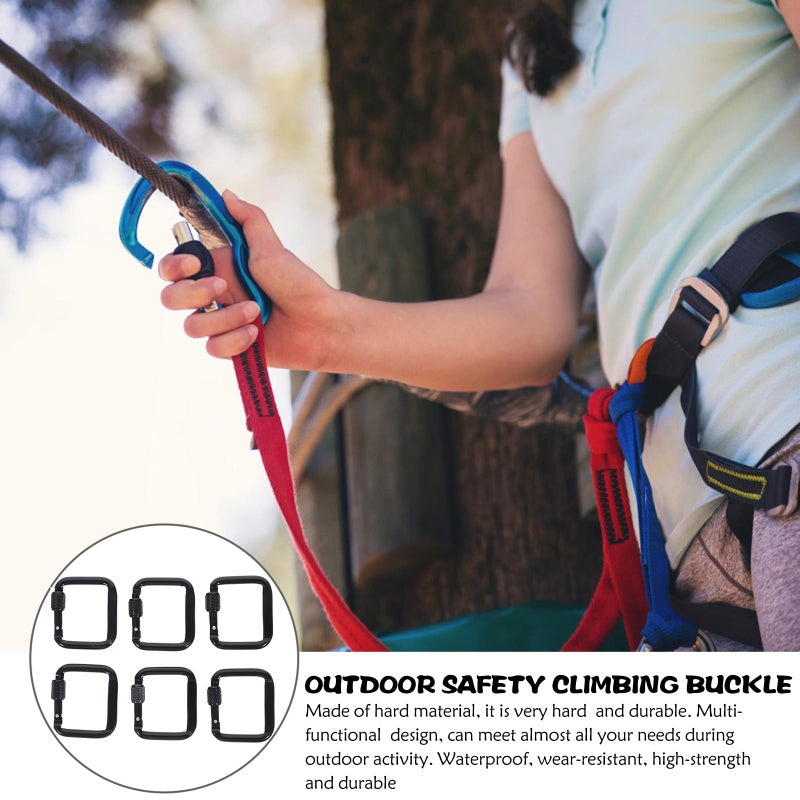 6Pcs Outdoor Square Carabiner Buckles Heavy Duty Flat Threaded Clips for Camping Climbing Hiking Accessories Random Color - Image 4
