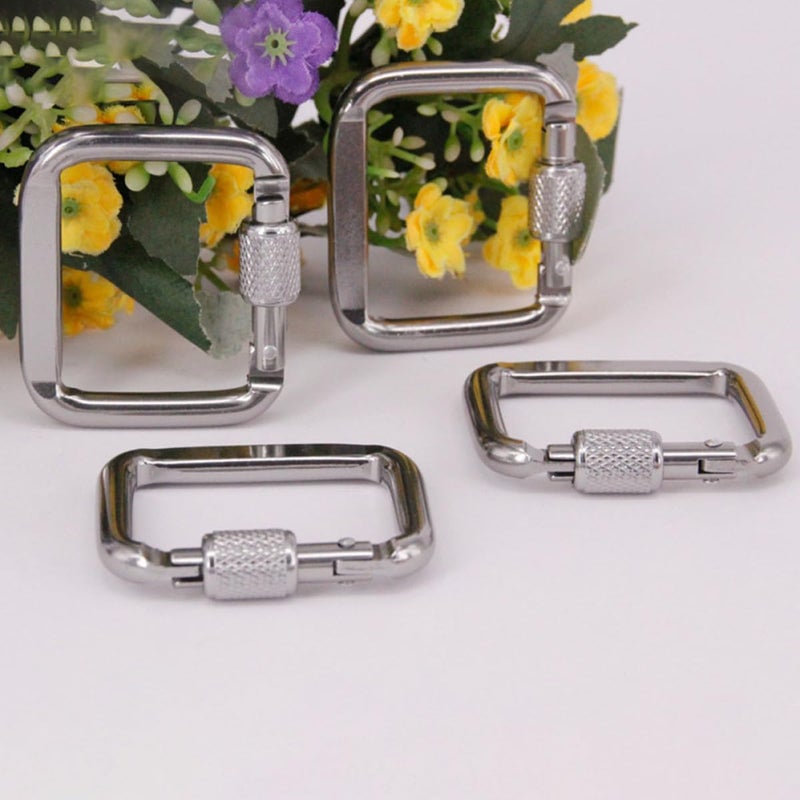 6Pcs Outdoor Square Carabiner Buckles Heavy Duty Flat Threaded Clips for Camping Climbing Hiking Accessories Random Color - Image 5