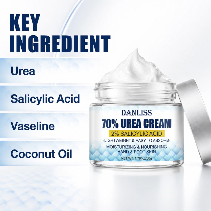 Danliss 70% Urea 2% Salicylic Acid Hand and Foot Repair Cream 50g - Lightweight, easily absorbed, softens calluses - Image 3