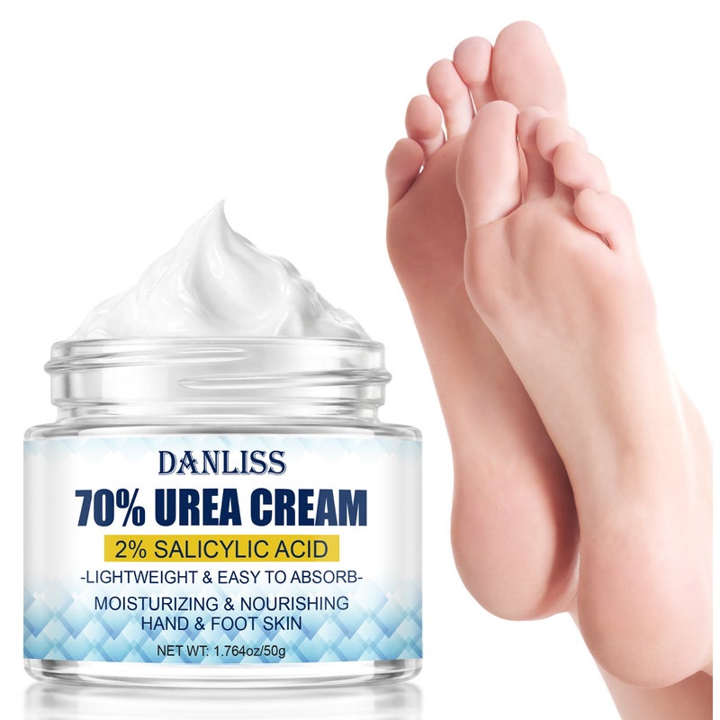 Danliss 70% Urea 2% Salicylic Acid Hand and Foot Repair Cream 50g - Lightweight, easily absorbed, softens calluses - Image 1