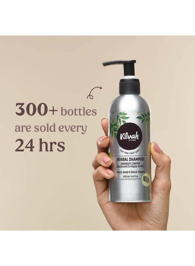 Vilvah Store Herbal Shampoo for Dandruff Control, Anti Dandruff Shampoo, Relieves from dandruff related itching, Soothes Scalp & Nourishes Hair, SLS & Paraben Free, For Men and Women, 200ml - Image 2
