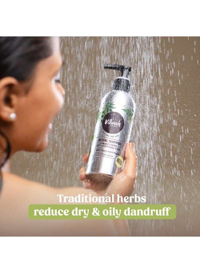 Vilvah Store Herbal Shampoo for Dandruff Control, Anti Dandruff Shampoo, Relieves from dandruff related itching, Soothes Scalp & Nourishes Hair, SLS & Paraben Free, For Men and Women, 200ml - Image 5