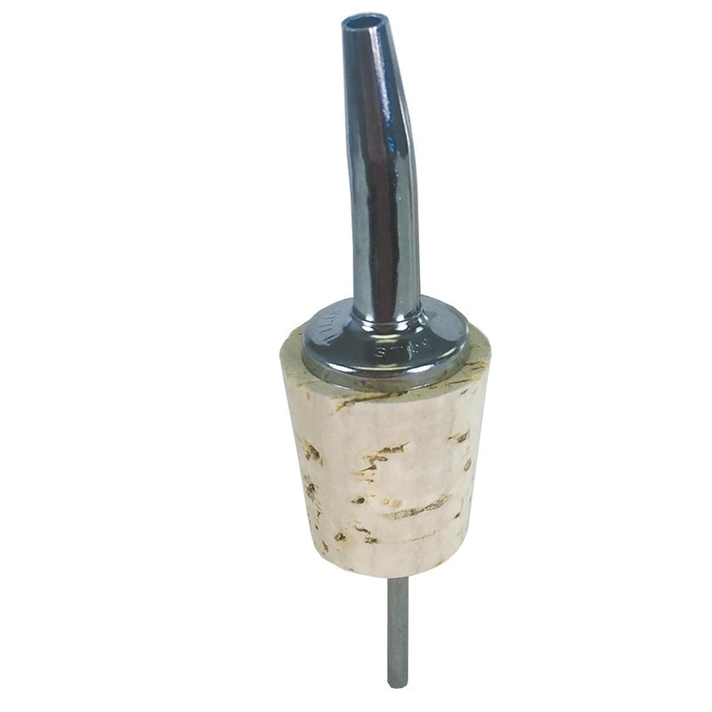 285-30 Chrome Tapered Liquor Pourer, Seamless Spout, Fits 1 Gallon Bottles, Natural Cork, Controlled Medium Speed, Bartender Bar Bottle Stopper, Pack of 12