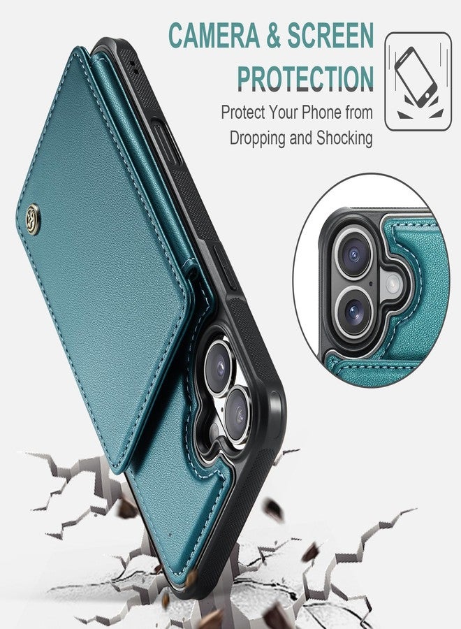 Vinich for iPhone 16 Plus 6.7" Wallet Case with Card Holder, RFID Blocking Credit Slots Kickstand Shockproof Phone Cover for Women Men, Bluish Green - Image 5