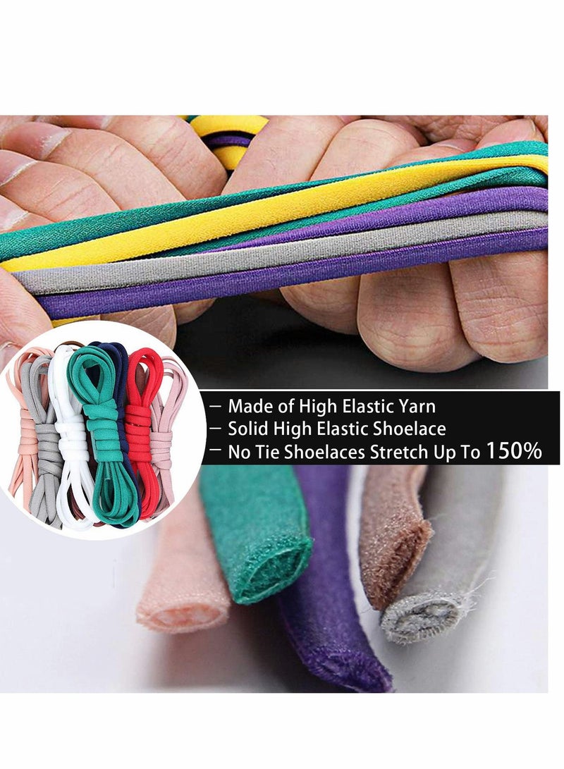 إسكدنيا Elastic No Tie Shoe Laces For Adults,Kids,Elderly,System With Elastic Shoe Laces(2 Pairs), 02-black, X-Large - Image 5