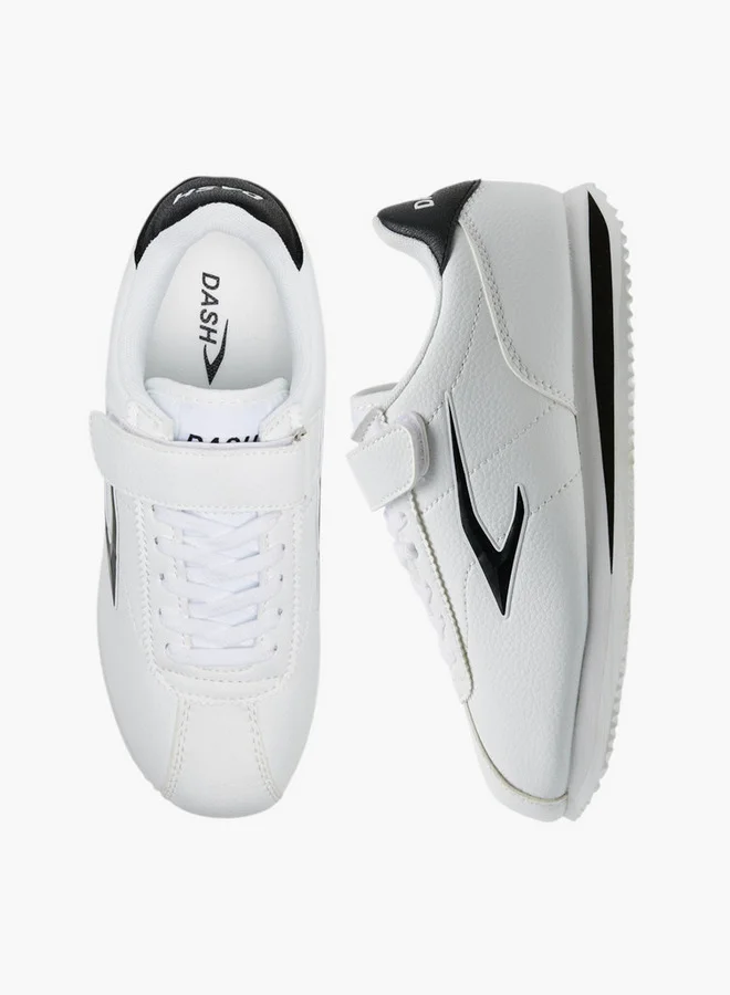 Dash Panelled Sneakers with Hook and Loop Closure