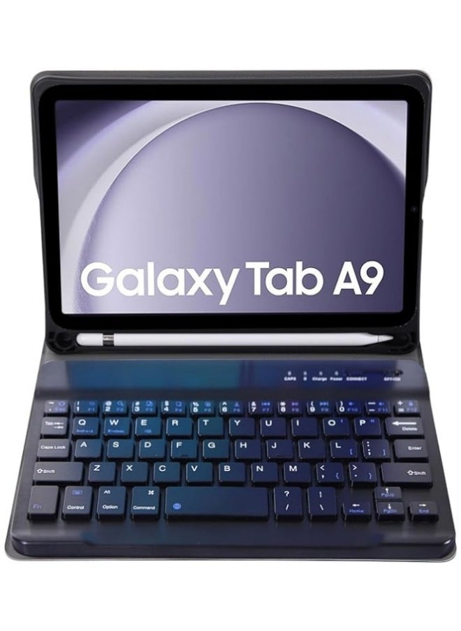 Generic - Keyboard Case Compatible with Samsung Galaxy Tab A9 8.7 inch (SM-X110/X115) Slim PU Cover Detachable Wireless Galaxy Tab A9 Tablet Keyboard Case with Pen Holder - Image 1