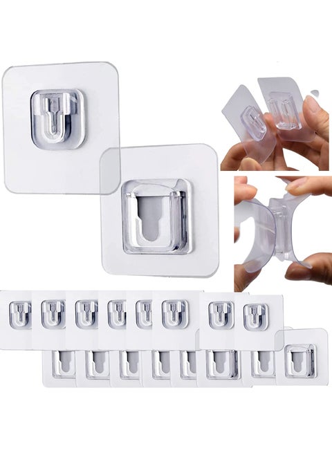 Clopic Double Sided Adhesive Wall Hooks for Hanging Strong Adhesive Hooks for Wall Heavy Duty Wall Hook for Wall Adhesive Hooks for Hanging Hooks for Wall Hooks for Wall Heavy Duty 10 Pairs