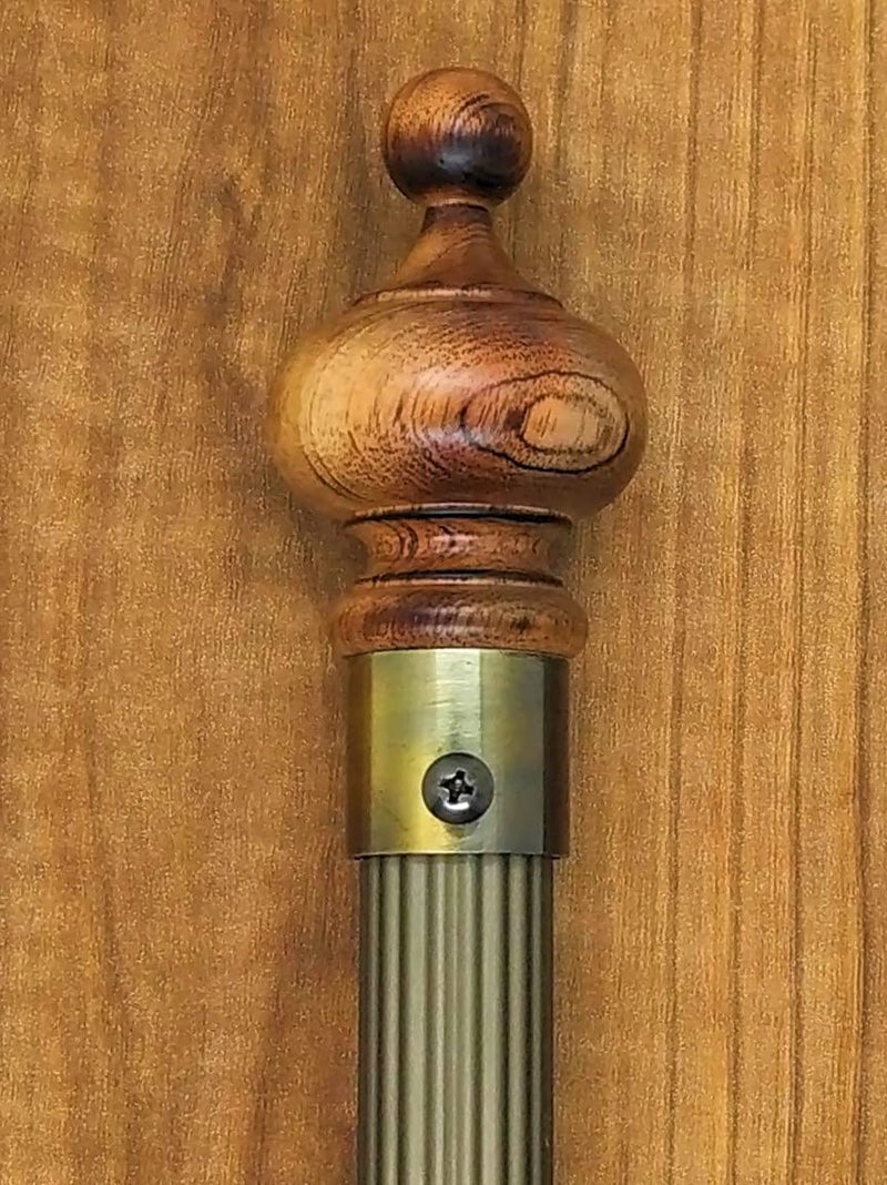 FAPBADRI Wooden Curtain Finials with Antique Gold Base for Any 1 inch Curtain RodPipe for Doors or Windows Only 2 pcs of Finials No Support Wooden Tomb Design - Image 4