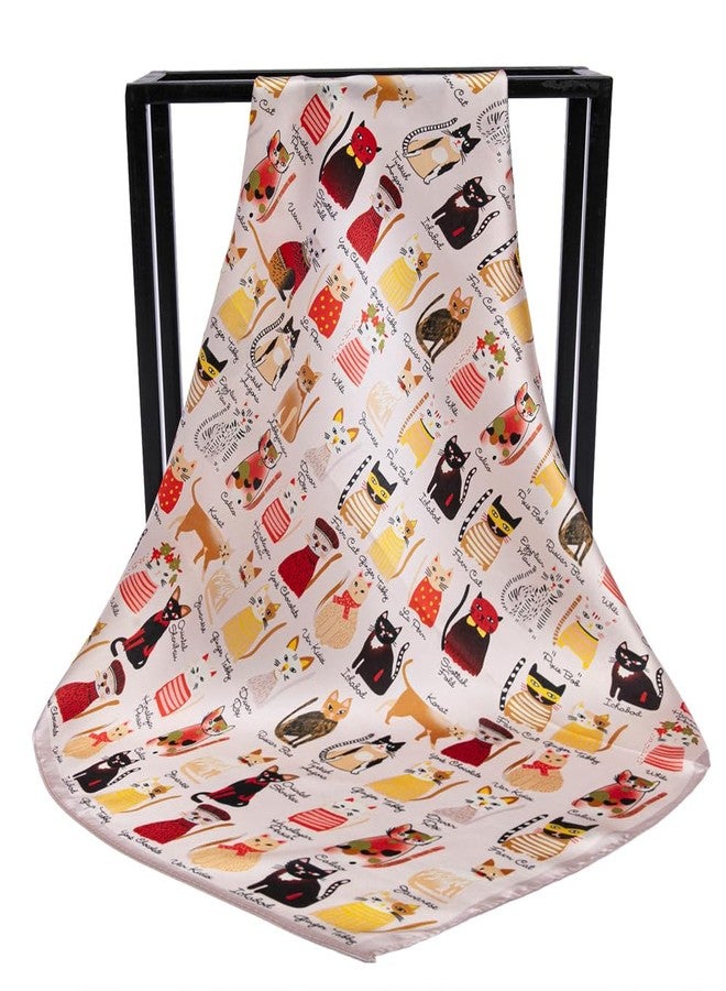 NaSoPerfect 100% Mulberry Silk Scarf Square Hair Scarves Fashion Cat Pattern Neck Scarfs for Women 20" x 20" - Image 5