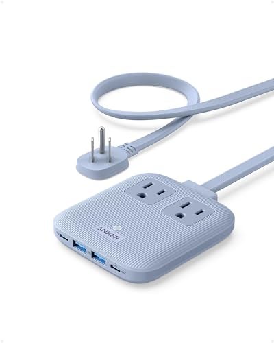 Anker Nano Charging Station(67W Max), 6-in-1 Power Strip for iPhone 16/15, MacBook, with Flat Plug and 5ft Thin Undetachable Extension Cord,2 AC&2 USB A&2 USB-C, for Home&Office - Image 1