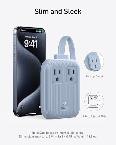 Anker Nano Charging Station(67W Max), 6-in-1 Power Strip for iPhone 16/15, MacBook, with Flat Plug and 5ft Thin Undetachable Extension Cord,2 AC&2 USB A&2 USB-C, for Home&Office - Image 3