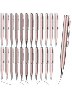 Chinco 24 Pcs Mini Pens Small Pens Short Pens Mini Metal Ballpoint Pens Small Stainless Steel Point Pen With Copper Fittings For Pockets Notebook Notepads Office School (Champagne Color)  - Image 1