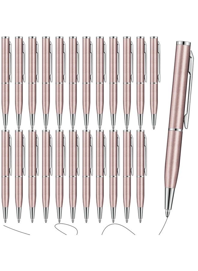 Chinco 24 Pcs Mini Pens Small Pens Short Pens Mini Metal Ballpoint Pens Small Stainless Steel Point Pen With Copper Fittings For Pockets Notebook Notepads Office School (Champagne Color)  - Image 1