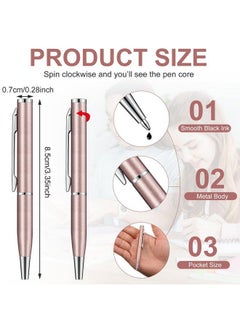 Chinco 24 Pcs Mini Pens Small Pens Short Pens Mini Metal Ballpoint Pens Small Stainless Steel Point Pen With Copper Fittings For Pockets Notebook Notepads Office School (Champagne Color)  - Image 5