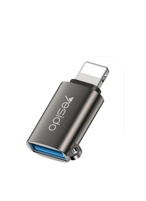 GS14 Original Chips Aluminum Alloy Shell For Lightning To USB OTG Adapter Black