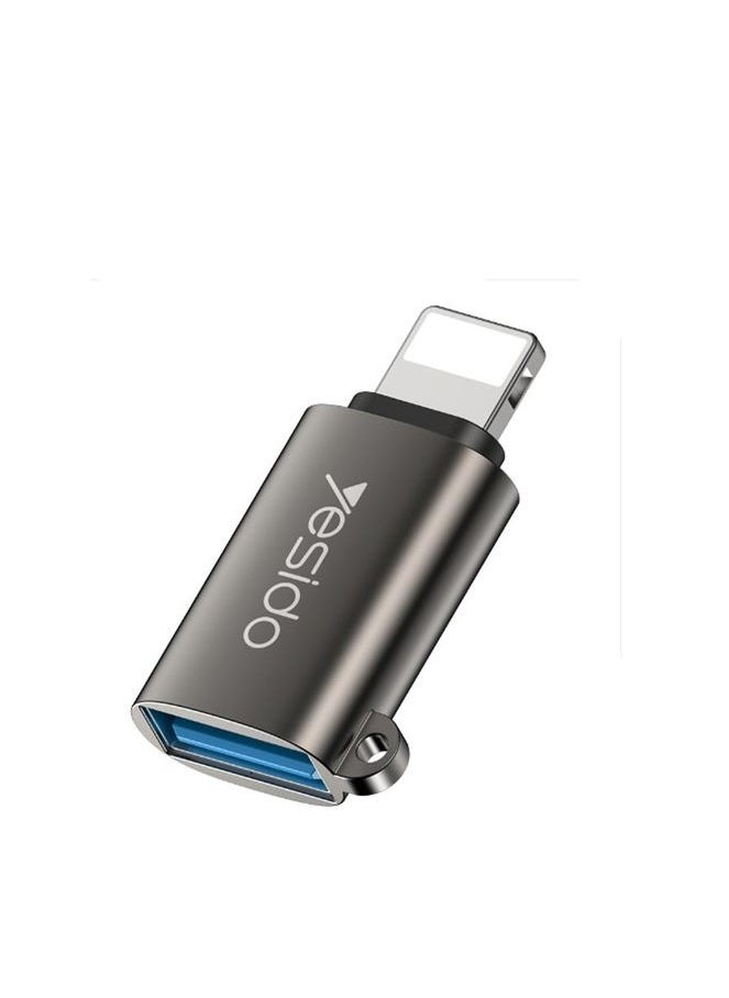 Yesido - GS14 Original Chips Aluminum Alloy Shell For Lightning To USB OTG Adapter Black - Image 1