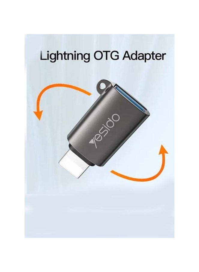 Yesido - GS14 Original Chips Aluminum Alloy Shell For Lightning To USB OTG Adapter Black - Image 1
