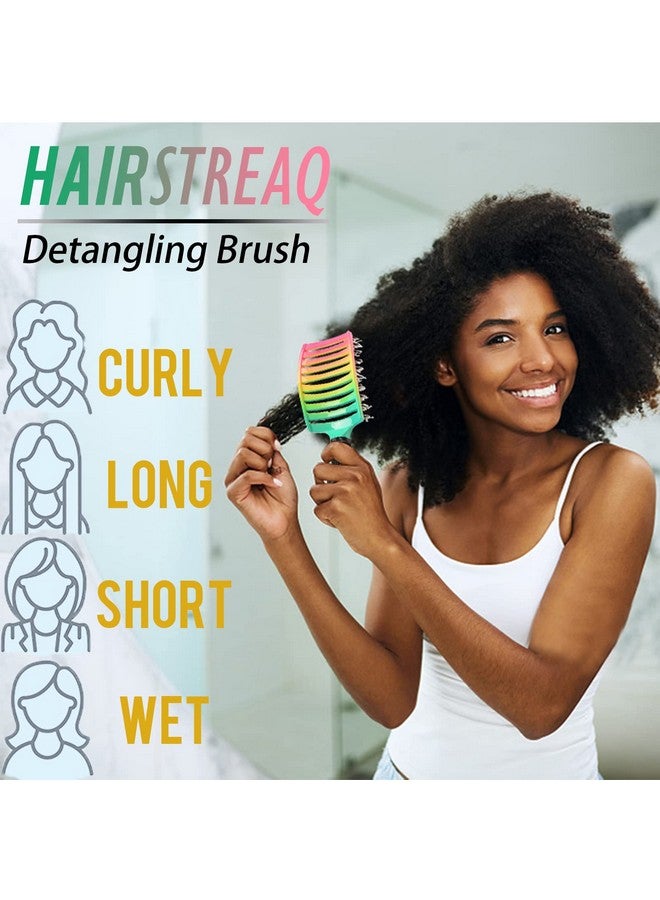 Cappuvini Hairstreaq Detangling Brush Detangling Brush Boar Bristle Hair Brush Detangle Brush Boar Bristle Brush Voremy Magic Brush Detangler Comb Flexible Detangle Comb Detangling Comb (Iridescent A) - Image 3