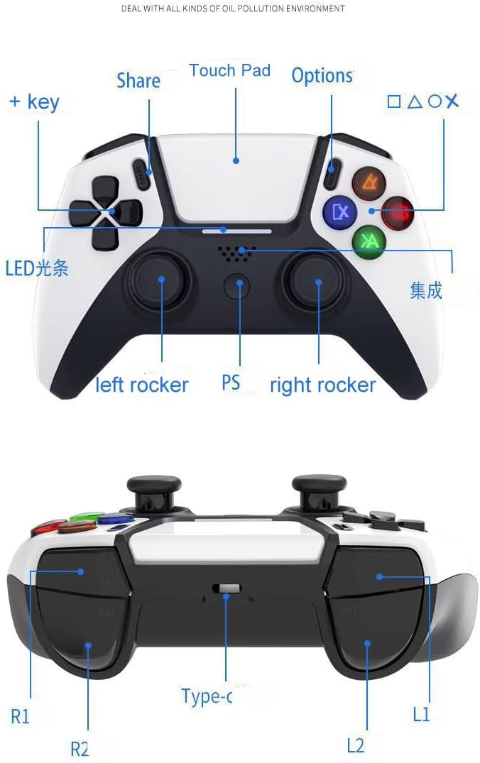 Wireless Gamepad Remote Controller Compatible with PS4 Console/Pro/Slim and PC has 6 Axis motion sensor, Dual Vibration Motor, Audio Jack (White V2) - Image 2