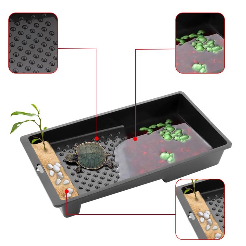 2 Pack Large Reptile Habitat Turtle Bathing Pool Amphibian Reptile Food Bowl and Water Dish DIY Landscaping Habitat Aquarium Decoration Basin for Turtle Horned Frog Lizard Gecko Hermit Crab Small - Image 3