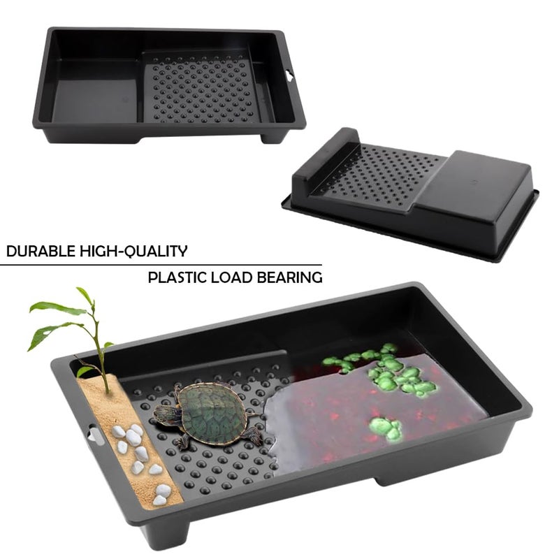 2 Pack Large Reptile Habitat Turtle Bathing Pool Amphibian Reptile Food Bowl and Water Dish DIY Landscaping Habitat Aquarium Decoration Basin for Turtle Horned Frog Lizard Gecko Hermit Crab Small - Image 4