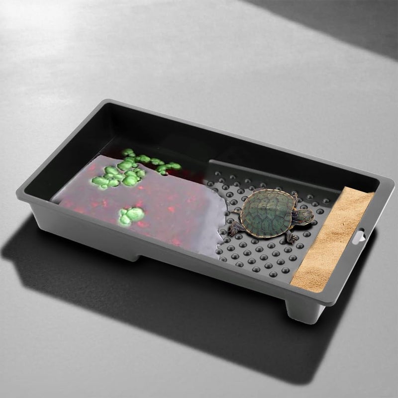 2 Pack Large Reptile Habitat Turtle Bathing Pool Amphibian Reptile Food Bowl and Water Dish DIY Landscaping Habitat Aquarium Decoration Basin for Turtle Horned Frog Lizard Gecko Hermit Crab Small - Image 2