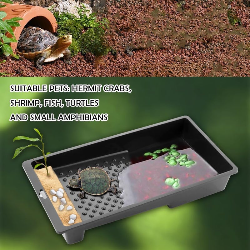 2 Pack Large Reptile Habitat Turtle Bathing Pool Amphibian Reptile Food Bowl and Water Dish DIY Landscaping Habitat Aquarium Decoration Basin for Turtle Horned Frog Lizard Gecko Hermit Crab Small - Image 5