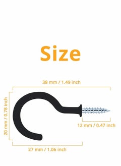 Y&D 24 Pcs Vinyl Coated Ceiling Hooks Question Mark Shape Hook Heavy Duty Screw Cup for Bathroom Kitchen Wall Hanging (Black)  - Image 3