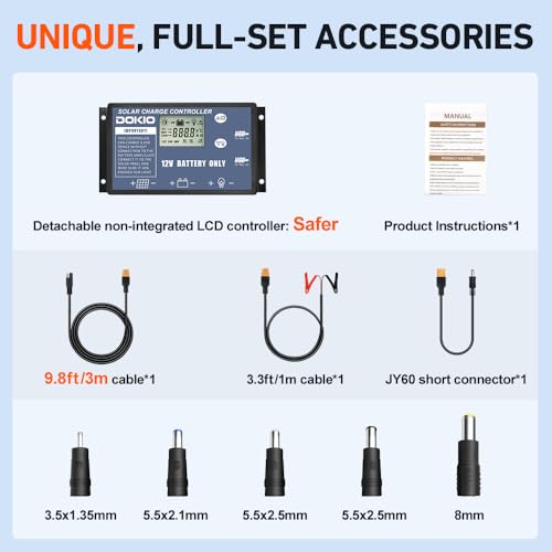 DOKIO 200W Portable Foldable Solar Panel Kit (20x27in, 9.7lb), with Separate Controller and Dual USB, Monocrystalline Charger for 12V Batteries & Power Stations, RV Camping Trailer Emergency Backup - Image 5